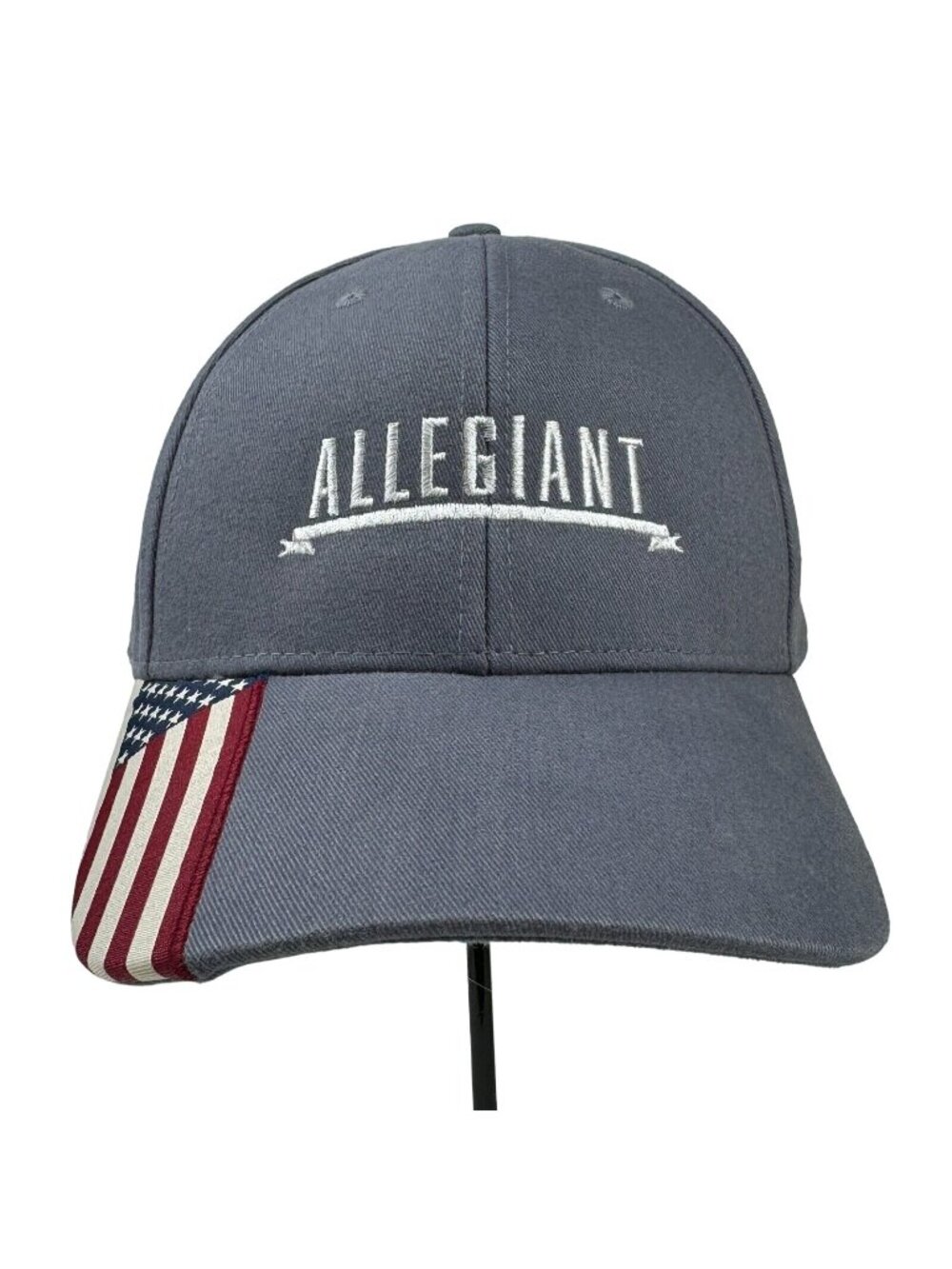 Allegiant Gray Adjustable Hat American Flag Brim Embroidered Logo Outdoor Cap